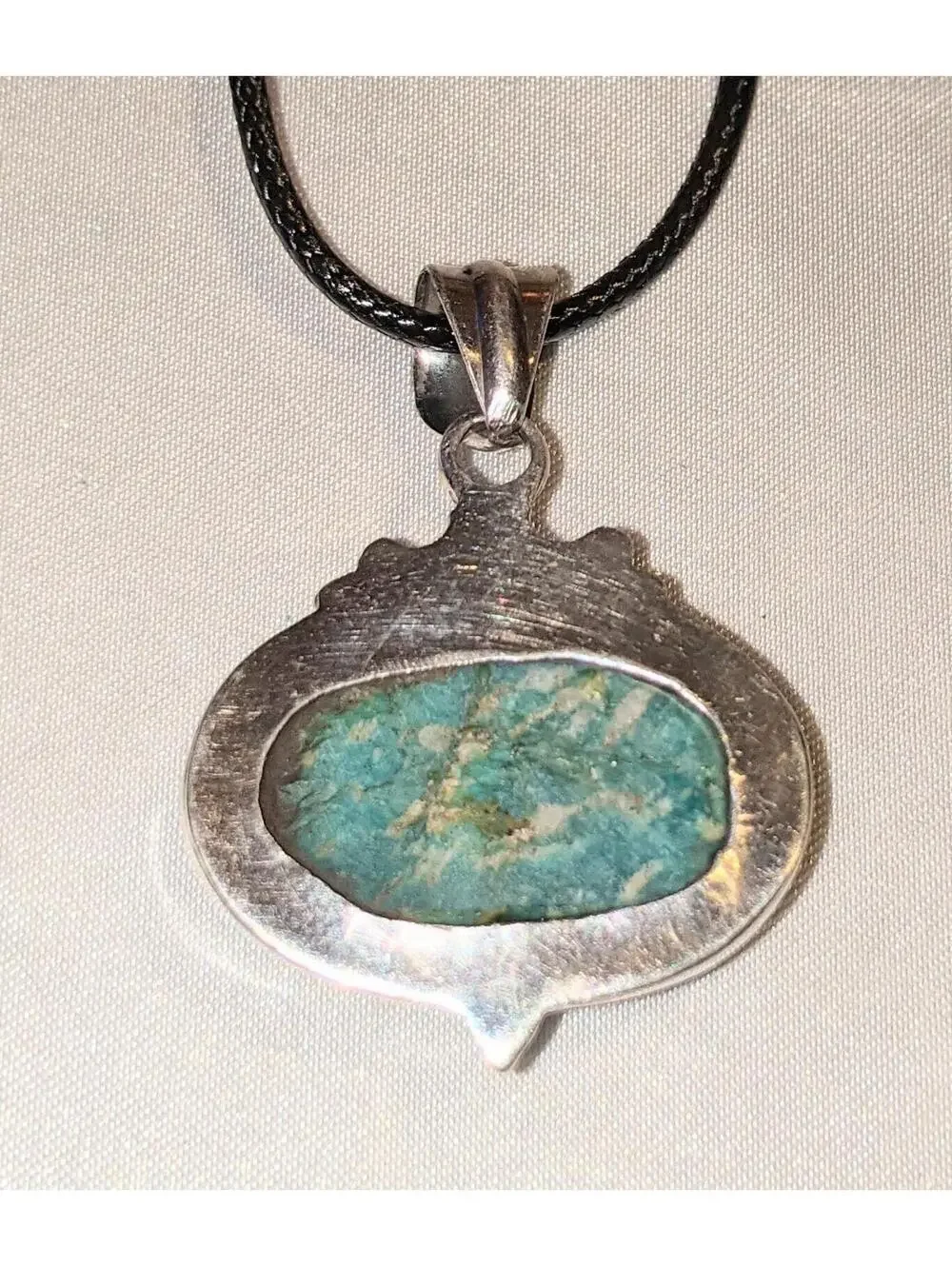 Vintage Siberian Amazonite 925 Sterling Silver Pendant Necklace Handmade NOS - Picture 7 of 7